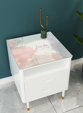 莫兰迪床头柜盖布防水防油免洗pvCc餐桌垫防烫茶几垫子梳妆台桌布