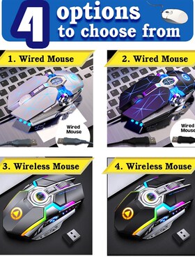 Gaming Mouse Rechargeable Wireless Mouse Silent 1600 DPI Erg