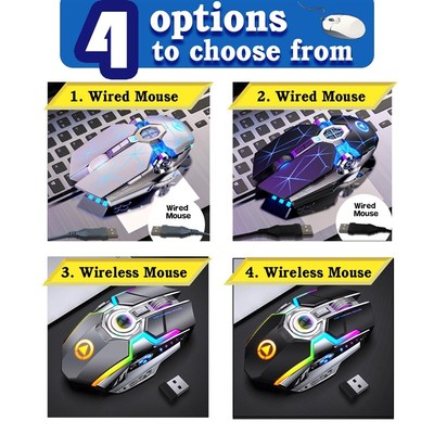 Gaming Mouse Rechargeable Wireless Mouse Silent 1600 DPI Erg