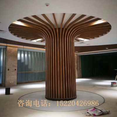 现货厂促定d制室内生态木异型方通格栅吊顶装饰弧形艺术拉弯型材