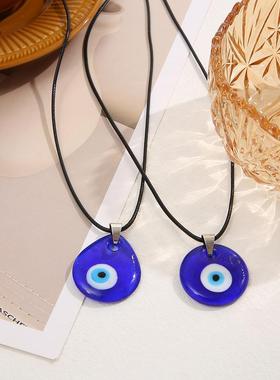 推荐Blue eye necklace women时尚恶魔之眼项链土耳其蓝眼睛吊坠