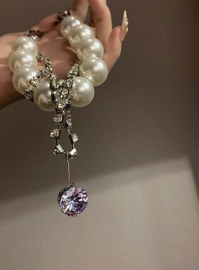 工厂销欧美风夸张淡水大珍t珠项链女轻奢小众设计高级感锁骨链颈