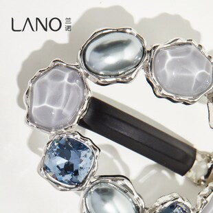 兰诺冰蓝弹簧夹顶夹女2024年新款 气质优雅轻奢高级感发夹头饰发饰