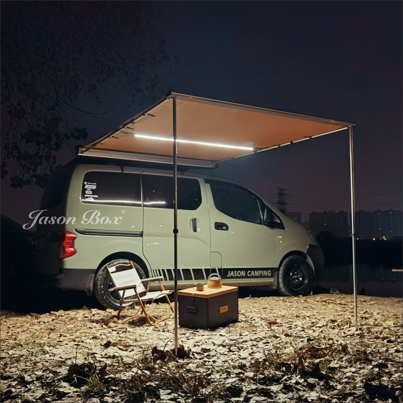 简森户外铝壳合金硬壳车边帐隧道房车遮阳棚天幕侧帐篷露营车尾顶
