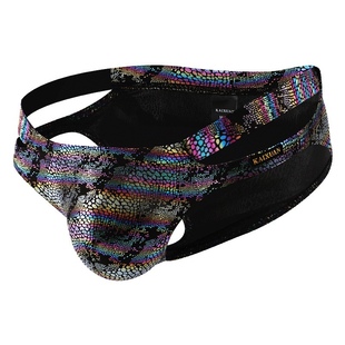 三角裤 潮流男款 蟒纹两侧镂空U凸设计仿蛇皮M花纹低腰男士