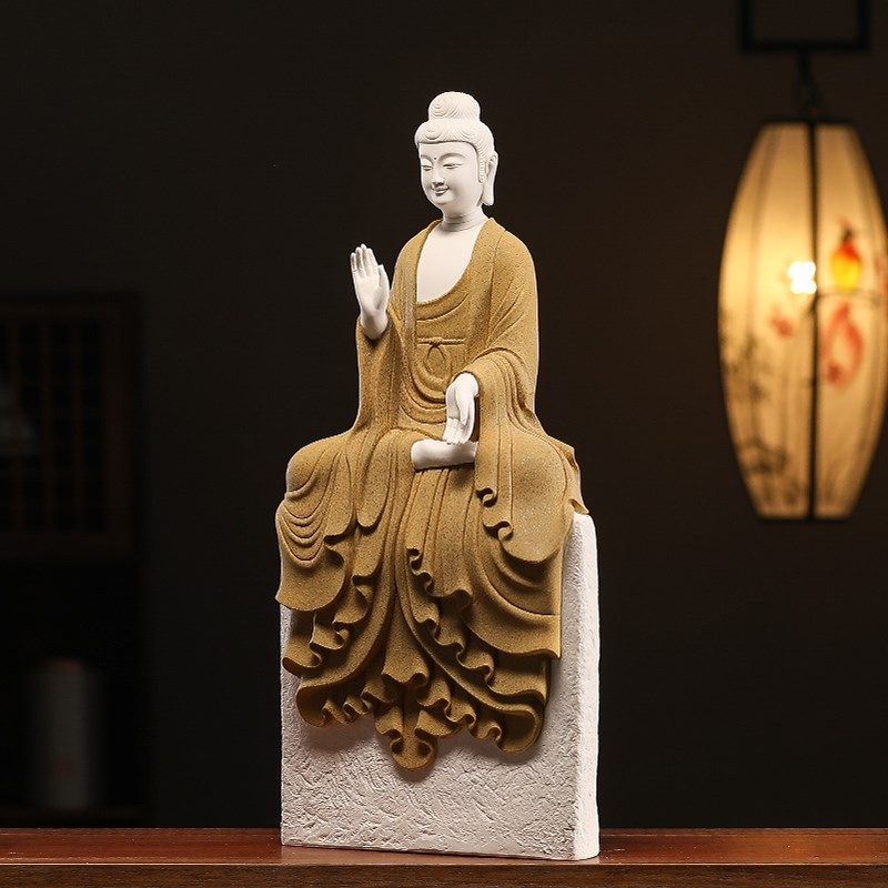 陶瓷释迦牟尼佛摆件高坐大日如来佛北齐敦煌莫高窟家居禅意装饰品