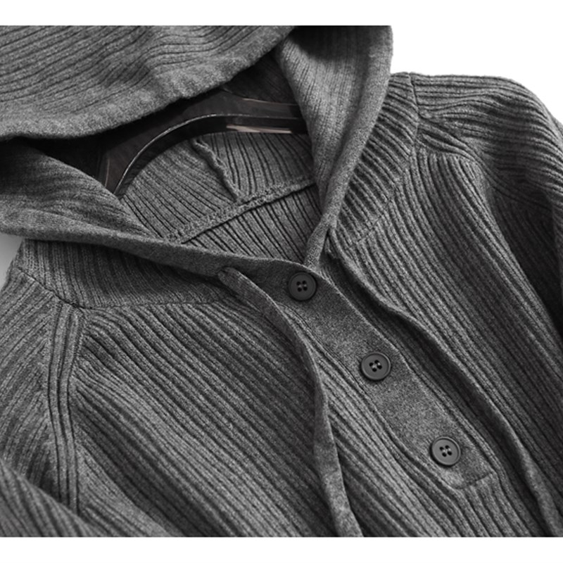 V924纯色宽松显瘦显高遮肉连帽针织裙子秋冬新款长袖减龄女洋装