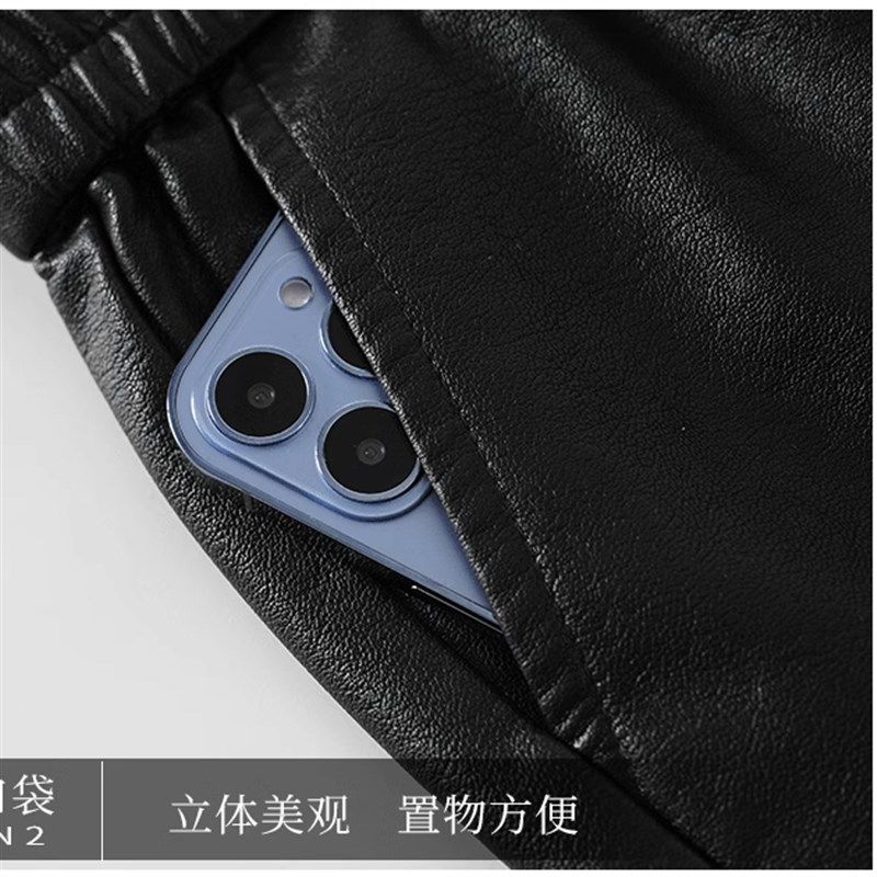 2024秋冬新款pu皮短裤女黑色松紧腰阔腿裤大码显瘦外穿百搭短裤女,女装/女士精品,大码裤装,淘宝优惠券,粉丝福利购,淘宝优惠卷