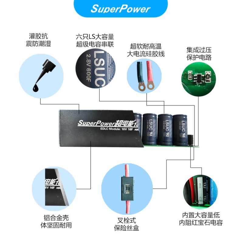 6串360Fe600F汽车 低温 应急启动 超级法拉电容模组16V16F60F100F 电子元器件市场 电容器 原图主图