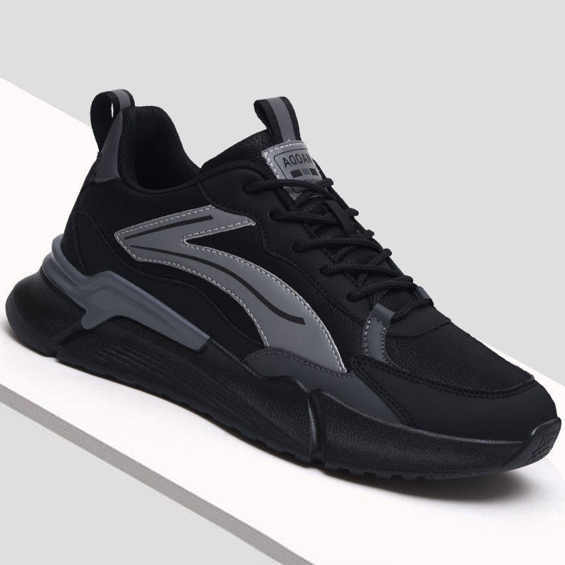 春季男鞋2023新款潮男士网面休闲鞋透气百搭运动鞋黑色防臭鞋子男