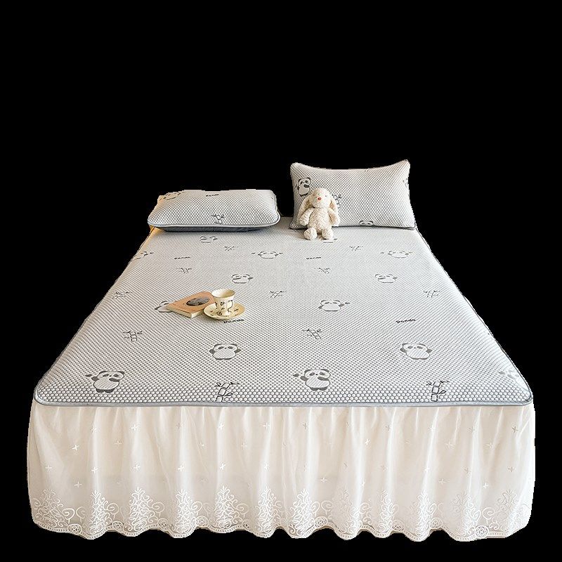 高端凉感冰豆豆凉席三件套床裙款2024夏季a类冰丝床单可水洗卡通,床上用品,冰丝席,淘宝优惠券,粉丝福利购,淘宝优惠卷