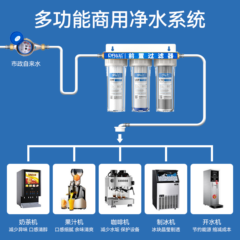 制冰机净水器商用奶茶店专用开水机咖啡自来水直饮三级前置过滤器