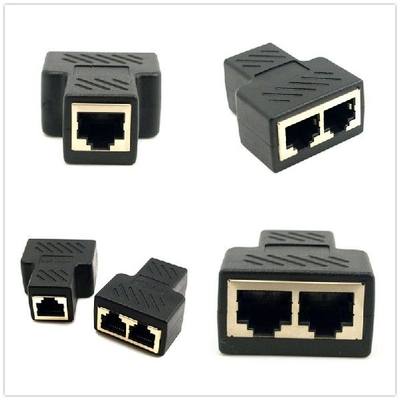 网红1 To 2 Ways RJ-45 Female LAN Ethernet Network Cable Fema