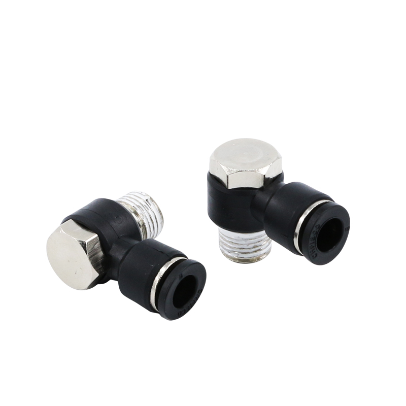 气动快速接头PH6-01六角螺纹4/8/10mm电磁阀气缸PU管直角气管弯头