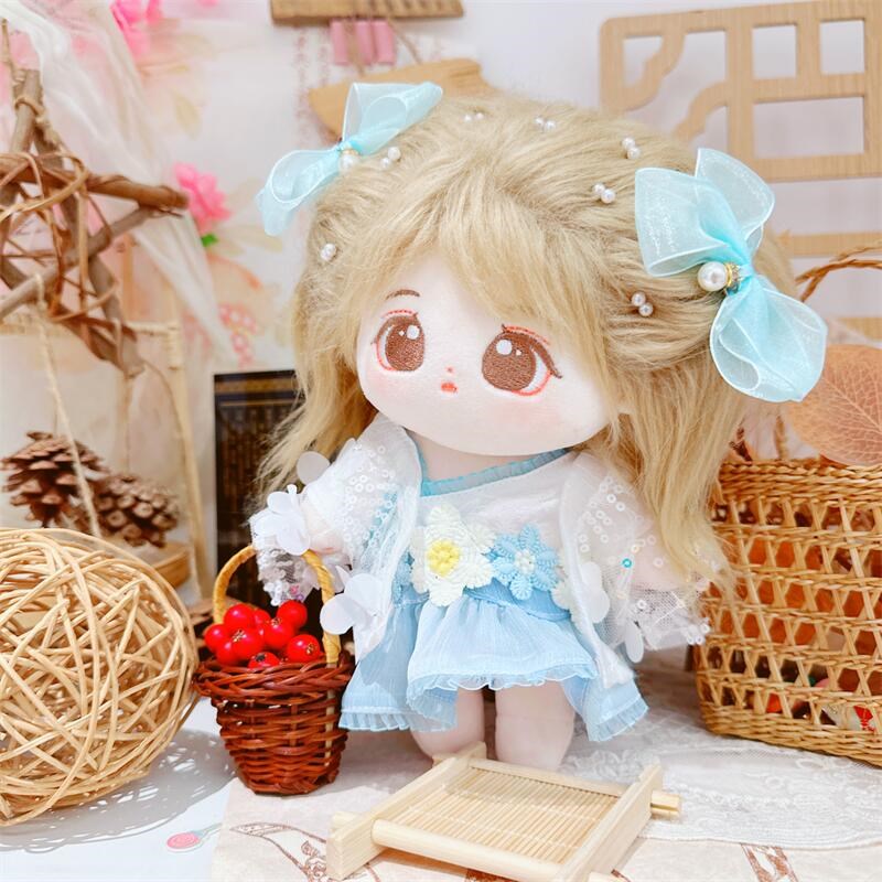 现货20cm棉花娃娃毛绒玩具娃衣服古装汉服水月慕U情可换装套装公
