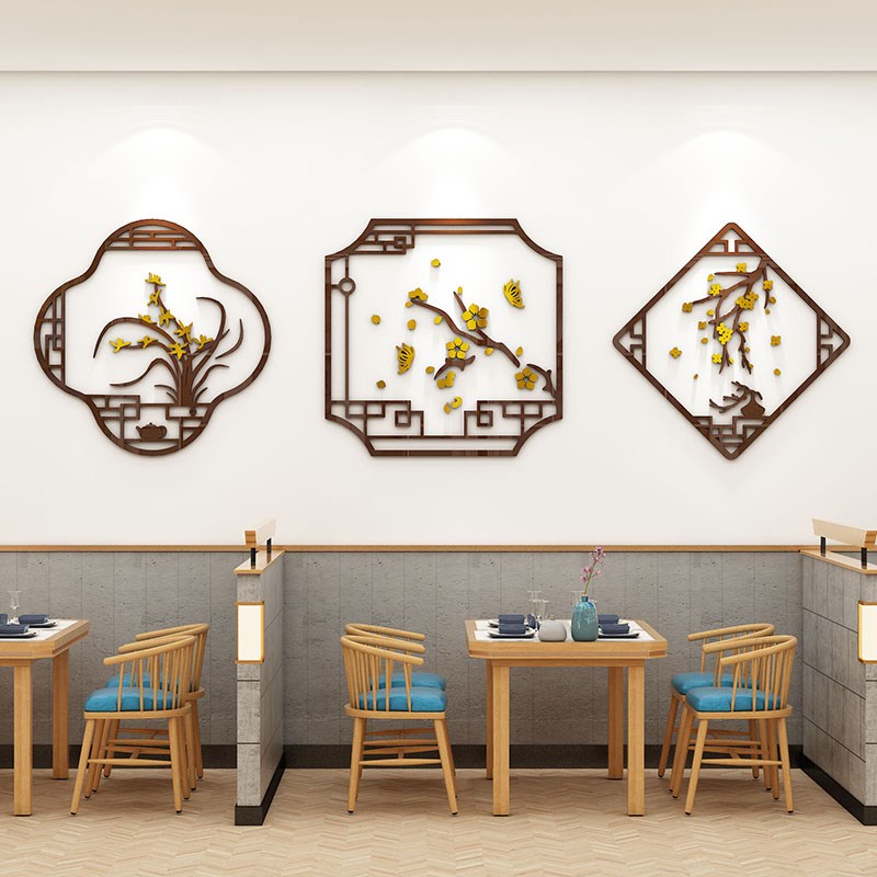 饭店墙面装饰创意包厢房间壁画中式复古小吃火P锅餐饮馆3d立体背图片