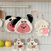 可爱海狸擦手巾挂式 吸水加厚卫生间卡通擦手帕毛巾小方巾厨房现货