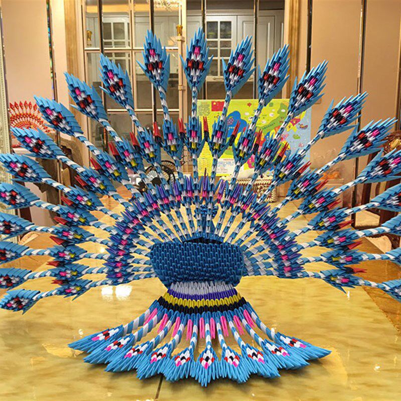 三角插/手工折纸/手工diy/手工材料包/成品/红灵孔雀