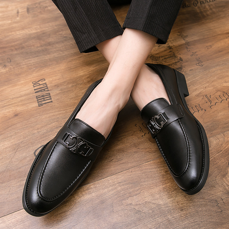 夏季小皮鞋男士韩版潮流百搭英伦发型师休闲商务正装一脚蹬豆豆鞋,流行男鞋,休闲皮鞋,淘宝优惠券,粉丝福利购,淘宝优惠卷