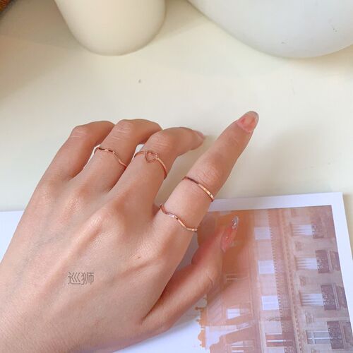 Instagram super Sen simple girl heart four-piece set ring fa