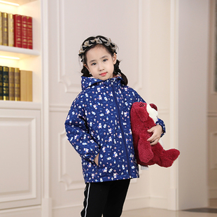 童装女童春装冲锋衣2023新款洋气韩版休闲中长款薄绒风衣卡通外套