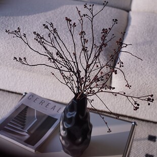 灯台花干树枝干花诧寂风玄关摆件不规则花瓶新中式瓶插花自然风新