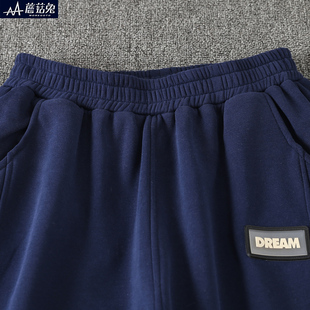 胖男童加绒裤子一体绒薄绒秋冬款2023加肥加大码青少年男孩运动裤