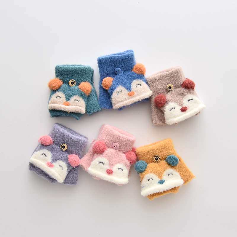 婴儿手套秋冬季薄款宝宝男童女童小孩幼儿半指1-2-3岁不分指冬天