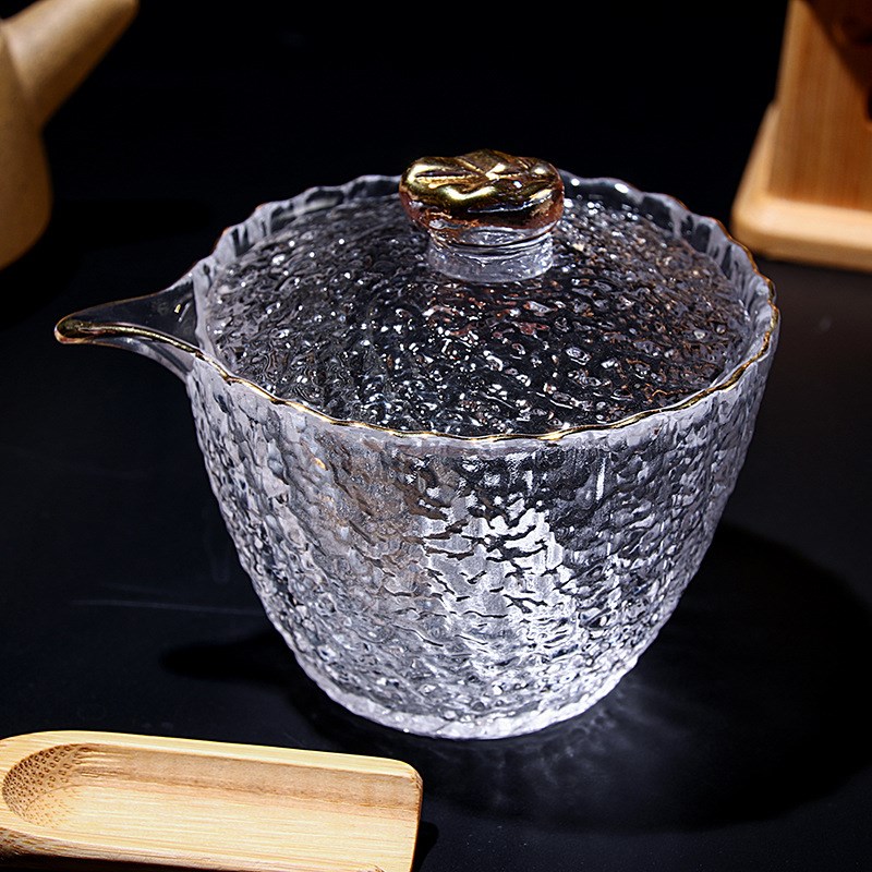 现货日式手工加厚冰川纹玻璃品茗杯初雪匠心琉璃上神杯功夫茶主人