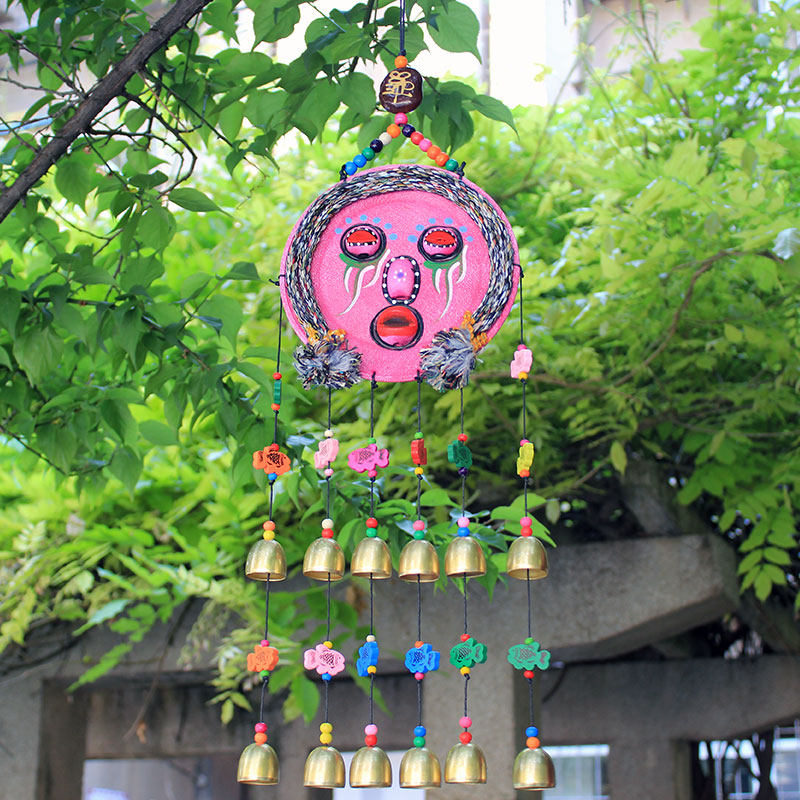 圆盘手绘风铃云南丽江东巴文挂饰门饰餐厅茶室迎宾装饰品手工挂件