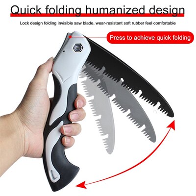 Folding Hand Saw SK5 Steel  Medium-toothed Blade Soft Rubber