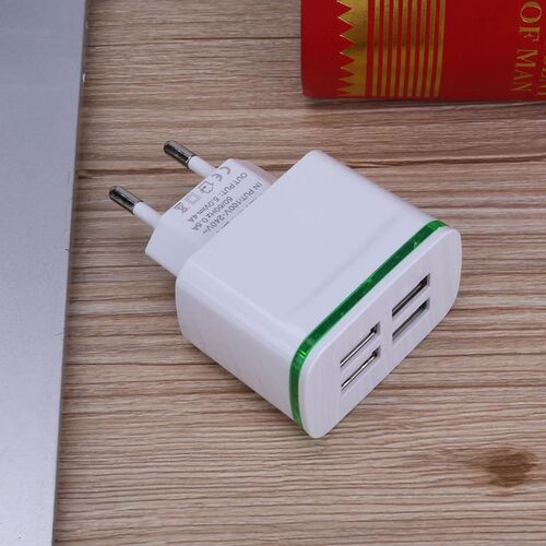 4 USB Hub Ports Charger Adapter EU Standard Plug Socket AC