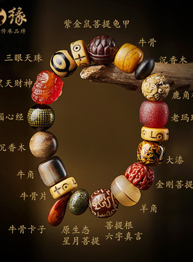 十八籽多宝手串沉香木菩提念珠18籽珠佛家七宝佛珠文玩十八子手链