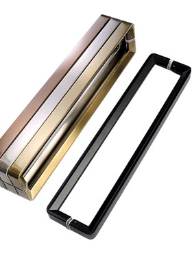 IYR7玻璃门拉手不锈钢加厚地弹门把手黑色玫N瑰金钛金有无框门拉