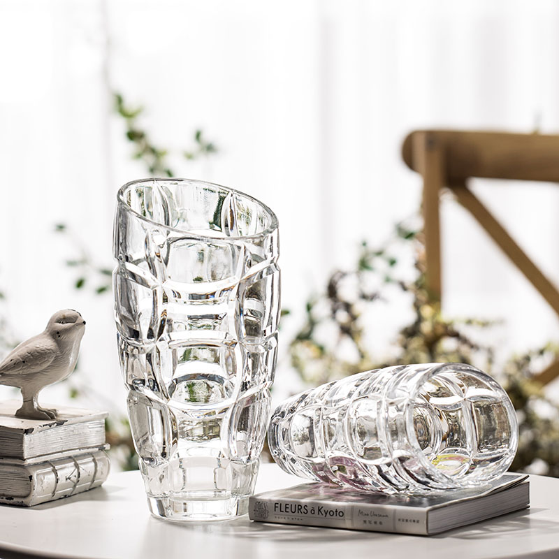 创意简约水晶玻璃花瓶透明水培花器客厅富贵竹百合插花瓶装饰摆件