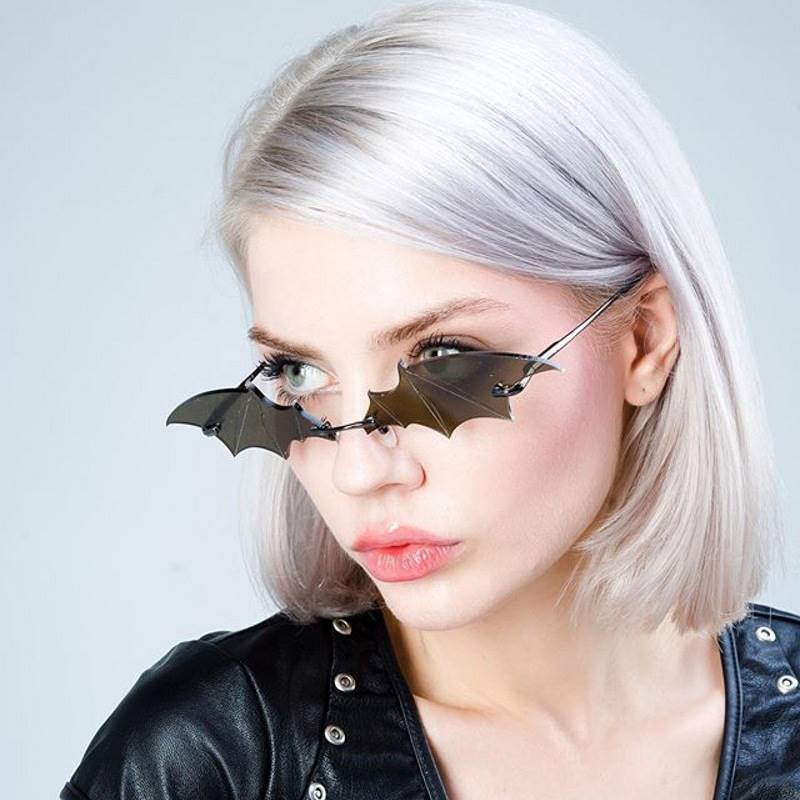 推荐Faion Rimless Men Sunglasses Women ndy Bat aped Sun Glas