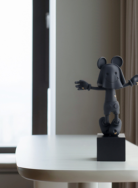 现代简约儿童房黑色卡通人物摆y件家居客厅摆设别墅样板间软装饰