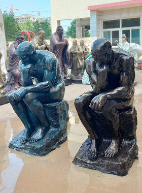 思想者玻璃钢仿铜像欧式园林罗丹摆件户外室内大型西方人物雕塑