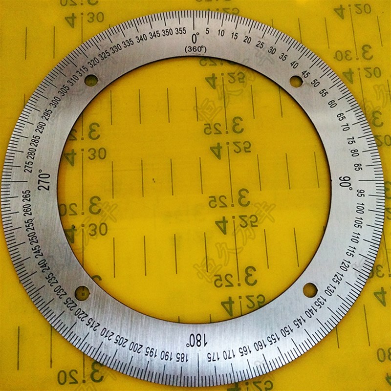 刻度盘圆圈金属测量角度器度量手轮固定盘圆盘不锈钢圆尺130x92x1