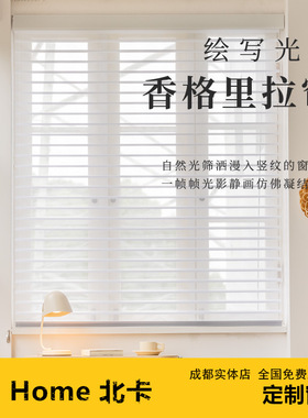 白色香格里拉遮光柔纱帘客厅浴室办公室卧室双层卷帘百叶帘免打孔
