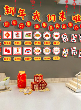 中国传统春节日文化墙贴画新年装饰龙元旦布置幼儿园环创主题成品