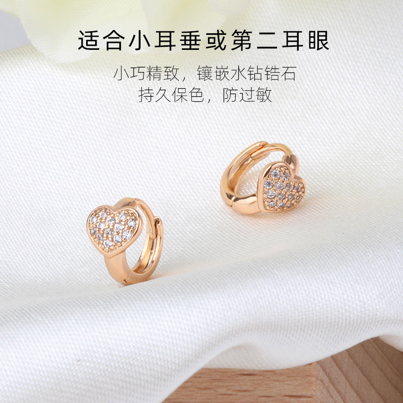 小耳垂耳圈女 小众耳环气质圆圈 金J色耳骨耳扣简约带水钻新
