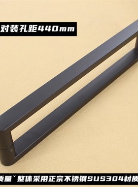 不锈钢304把手孔440淋r浴房隔断玻璃门浴室黑色亮光L型单面145拉