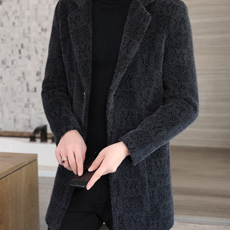 羊绒大衣男冬季2023新款加棉加厚中长版高端N水貂绒男士毛呢子外