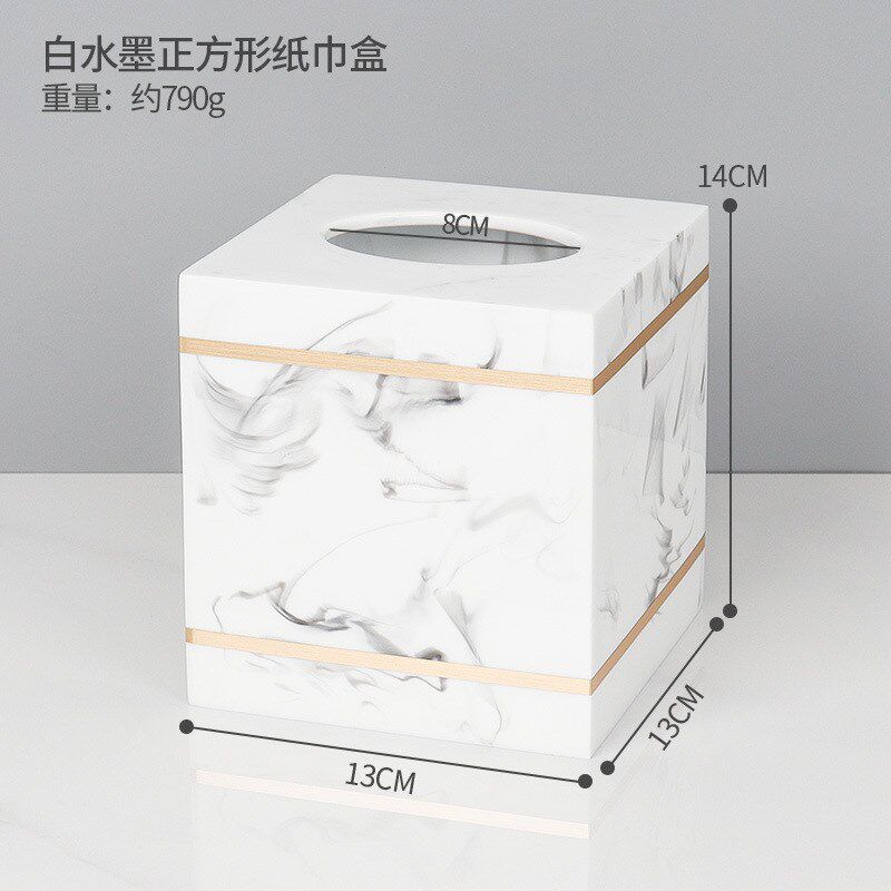 9QXC大理石长方形纸巾盒台式擦手纸盒抽纸盒收Q纳家用客厅桌面轻