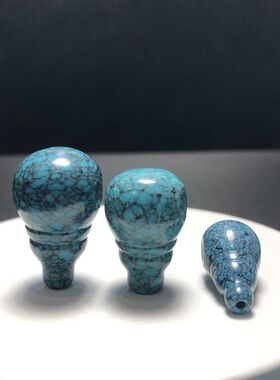 天然原矿高瓷蓝乌兰花绿松石单珠18/20手串配珠三通老型桶珠吊牌