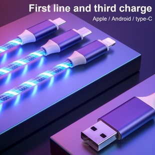 3 in 1 Flowing Light Charging Micro Cable for iPhone 11Pro m