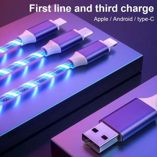 3 in 1 Flowing Light Charging Micro Cable for iPhone 11Pro m