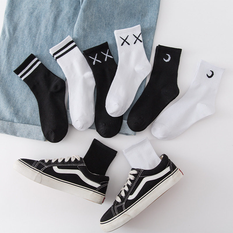 推荐Striped Soild Colors Cotton Unisex Socks Streetwear