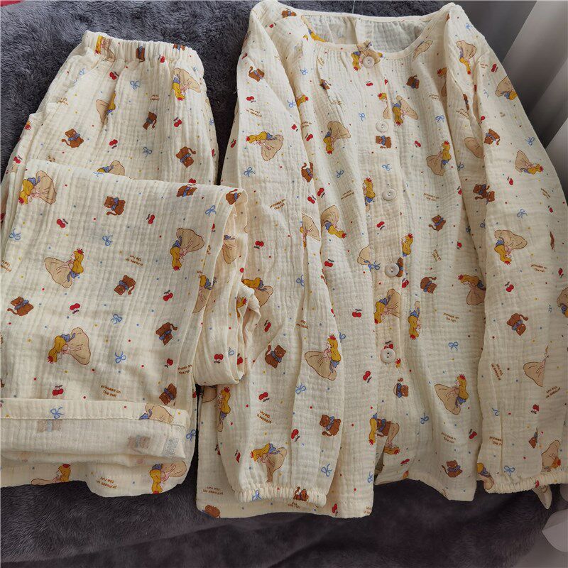 女生春夏薄款睡衣甜美在逃公主圆领开衫长袖长裤睡衣家居服,女士内衣/男士内衣/家居服,睡衣/家居服套装,淘宝优惠券,粉丝福利购,淘宝优惠卷